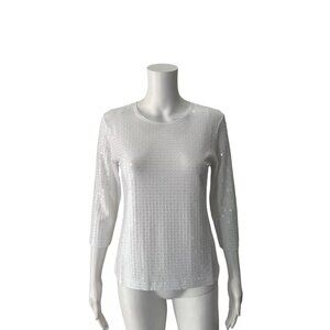 NWT $525 Leggiandro White Sequin T-Shirt Size 3/US 8-10